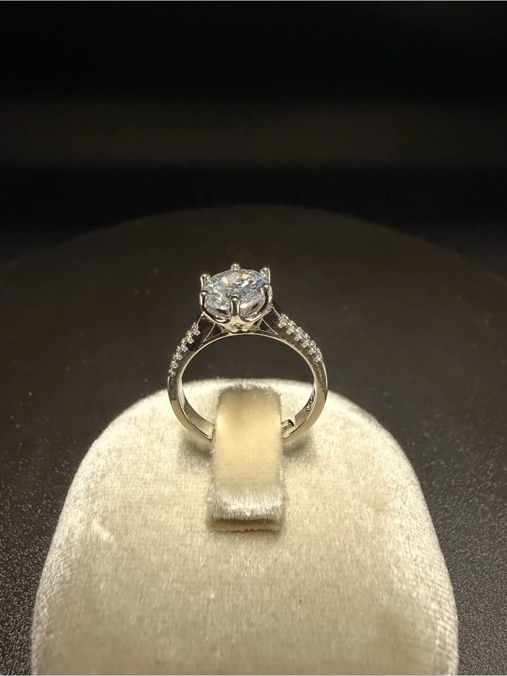2CT Round Moissanite Pavé Ring | Size 6